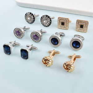 <span class=keywords><strong>Gemelli</strong></span> in Metallo Placcato Oro con Cristalli e Strass, Gioielli di Lusso per Camicie da Smoking da <span class=keywords><strong>Uomo</strong></span> - Product Image 2