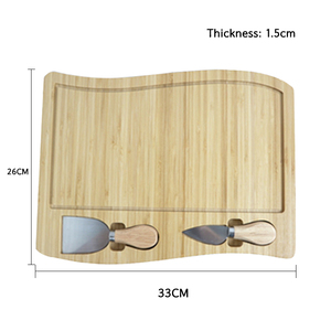 <span class=keywords><strong>2022</strong></span> nuevo diseño al por mayor Mini cuchillo de tabla de queso con forma de onda única tabla de cortar de queso de bambú Premium con rebanador - Product Image 3