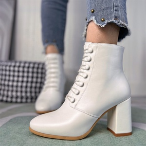 Scarpe da donna stivaletti con cordino elastico bianco da donna spesso con <span class=keywords><strong>stivali</strong></span> <span class=keywords><strong>stivali</strong></span> con cerniera - Product Image 3