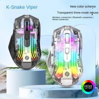 Souris sans fil Viper entièrement transparente 2,4 G, rétroéclairage RGB, 3D, 6 boutons, rechargeable, pour droitier, programmable, capteur optique, jeu