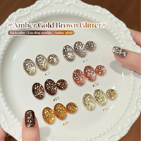 Missgooey Vernis à ongles gel pailleté ambre doré-brun, étiquettes personnalisées OEM, couleurs tendance pour l'automne/hiver, gel UV