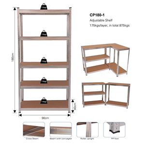 Fonte da fábrica antiferrugem 5-Layer <span class=keywords><strong>Metal</strong></span> <span class=keywords><strong>Warehouse</strong></span> Rack Steel Rivet Prateleiras com capacidade de carga leve para garagens - Product Image 2