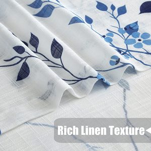 Rideaux de fenêtre transparents à motif de feuilles délicates, panneaux floraux à texture de lin pour la décoration de la chambre à coucher, style ferme - Product Image 5