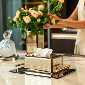 Caja de pañuelos de lujo estilo americano para salón de belleza, peluquería, centro de estética, caja de almacenamiento de pañuelos comercial, caja de pañuelos para mesa de té de hotel - Product Image 1