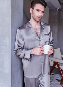 Simple et Doux 100% En satin De Soie Pour Hommes Vêtements De <span class=keywords><strong>Nuit</strong></span> - Product Image 4