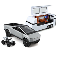 1:24 Cyber Pickup RV Modèle de voiture miniature en alliage avec lumières et musique, camping-car en métal, jouet de collection