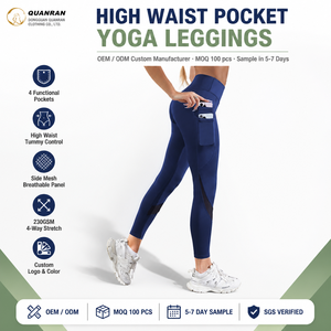 Leggings Deportivos Transpirables para <span class=keywords><strong>Mujer</strong></span>, Control de Abdomen, Cintura Alta, Malla Lateral, Pantalones de Yoga <span class=keywords><strong>con</strong></span> 4 Bolsillos - Product Image 2