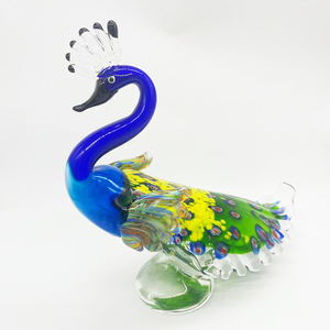 Tay thổi Murano thủy tinh con Công điêu khắc thanh lịch động vật trang trí nội thất thủy tinh thủ công nghệ thuật - Product Image 5