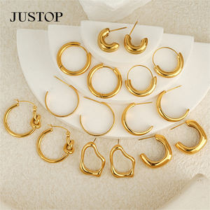 Pendientes de Aro de Moda OEM/OEM, Acero Inoxidable Impermeable, Chapado en Oro de 18K, Hipoalergénicos, Marca de Joyería de Moda JUSTOP, MOQ 10 Piezas - Product Image 6