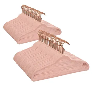 Wholesale Custom 24 Pack Non Slip Rose Gold Bulk Clothes Hangers With Swivel Hook Pants Velvet Hangers