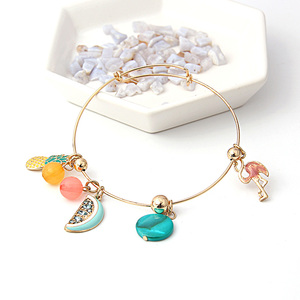 V & R idiota y Ani epoxi piña sandía carcasa disco flamingo colgantes chapados en oro elástico Alex pulseras de pandora - Product Image 2