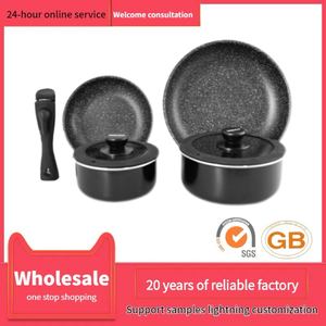 Cooklover Fabricante profesional 7PCs Juego de sartenes negras Recubrimiento antiadherente Juegos de utensilios de cocina de aluminio con mango desmontable - Product Image 4