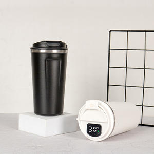 Vente en gros de gobelets isothermes en acier inoxydable 18/8 à double paroi de 12/17 oz, mug à café à sublimation, affichage de la température, isolation sous vide, voyage - Product Image 1