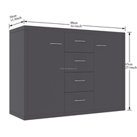 Commode moderne en bois à 4 tiroirs et 2 portes, meuble de rangement au design peu encombrant pour la maison, la chambre, le salon, l'entrée et l'hôtel