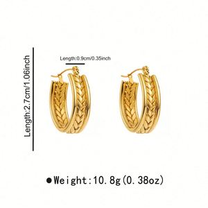 Pendientes Redondos Minimalistas de Color Dorado Vintage, Joyería Fina de Moda para Mujer, para Fiestas, Acero Inoxidable, Estilo Casual - Product Image 3