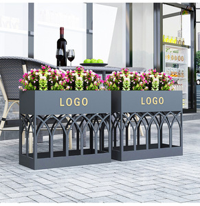 Jardinière moderne en métal avec logo personnalisé, support pour plantes, finition galvanisée, pour usage commercial dans les centres commerciaux - Product Image 3