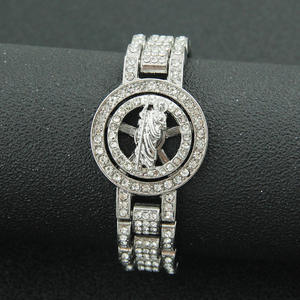 DUYIZHAO Hip Hop Iced Out Miami cadena de eslabones cubanos pulsera de reloj giratoria Jesús correa de reloj pulsera para hombres y mujeres joyería - Product Image 4