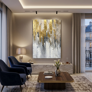 Pintura al Óleo Abstracta Texturizada Hecha a Mano con Lámina Dorada sobre Lienzo, Arte de Pared Moderno y Lujoso con Relieve 3D para Decoración del Hogar y Sala de Estar - Product Image 2