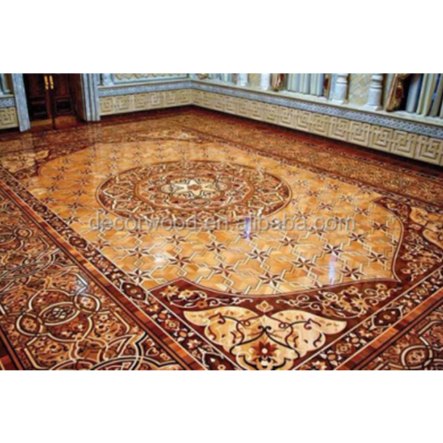 Медальон и границы для паркетного пола из вишневого шпона лазерной резки