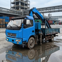 Used 7 Ton Folding Arm Truck Mounted Crane 5 Section 10m Boom 360 Degree Wood Grapple for Log Transport