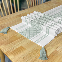 2025 nouveau Design chinois luxe lavable Jacquard coton tissé Table à manger décor lit chemin de Table à manger chemins et tapis ensemble