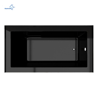 Baignoire acrylique rectangulaire noire de qualité commerciale de 150cm avec tablier à jupe profonde-Commandes en gros d'hôtel et de spa