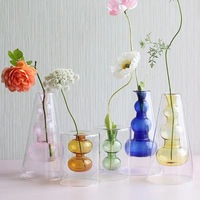 Vase en verre coloré à double couche poli soufflé de style européen HP-03 pour salon