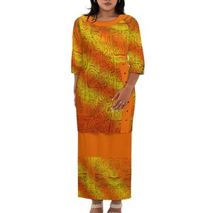 <span class=keywords><strong>Abito</strong></span> Puletasi Polinesiano Samoano Tribale a <span class=keywords><strong>Maniche</strong></span> <span class=keywords><strong>3</strong></span>/<span class=keywords><strong>4</strong></span>, Casual, Taglie Forti, Lungo Maxi, Set Due Pezzi con Gonna, Vita Naturale - Product Image 5