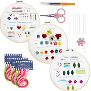 Kit de manualidades de bordado Diy, práctica de inicio de puntadas, <span class=keywords><strong>patrones</strong></span> de <span class=keywords><strong>punto</strong></span> de <span class=keywords><strong>cruz</strong></span>, hilos y aros, Kits de inicio de bordado con patrón - Product Image 5