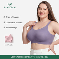 Sujetador Deportivo Sin Costuras SHANGBINI para Oficina en Casa, Talla Grande, Cuello Redondo, Tejido Elástico, Bralette Cómodo
