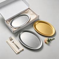 Plateau à dessert coréen pour viande grillée, plat doré de forme ovale, carrée ou rectangulaire, assiette créative pour desserts et collations