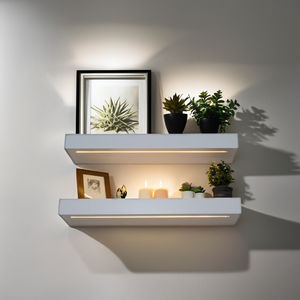 Estante Flotante Blanco Moderno para Decoración del Hogar, Estante de Pared Grueso de Madera con Tira de Luz LED, Gran Venta - Product Image 6