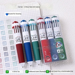 Ensemble de stylos à bille multicolores en plastique écologique non toxique, stylos à <span class=keywords><strong>dessin</strong></span> sans acide, pointe de 0,8 mm, utilisation au bureau/à l'école, coloriage - Product Image 1