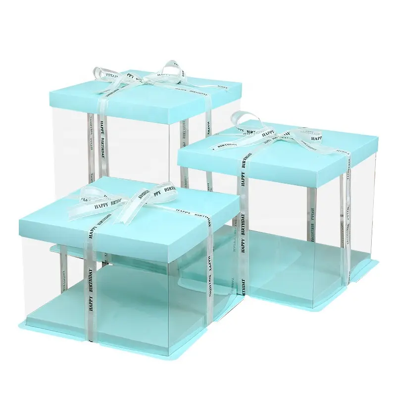 케이크 상자 투명 투명 키 큰 웨딩 플라스틱 상자 사용자 정의 도매 고급 생일 팝 손님 맞춤형 케이크 상자