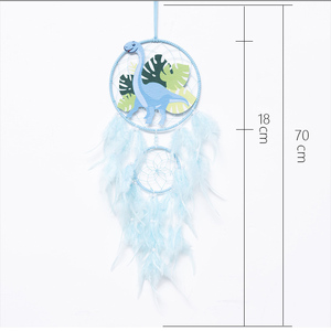 <span class=keywords><strong>Attrape</strong></span>-rêves dinosaure pour enfants plume fait à la main décor à la maison tenture murale avec Double anneau pour chambre d'enfant garçon cadeau d'anniversaire - Product Image 2