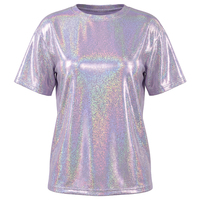 T-shirt tendance coréen à paillettes scintillantes pour femmes, taille plus, manches courtes amples, couche de base fine, haut tendance pour étudiants