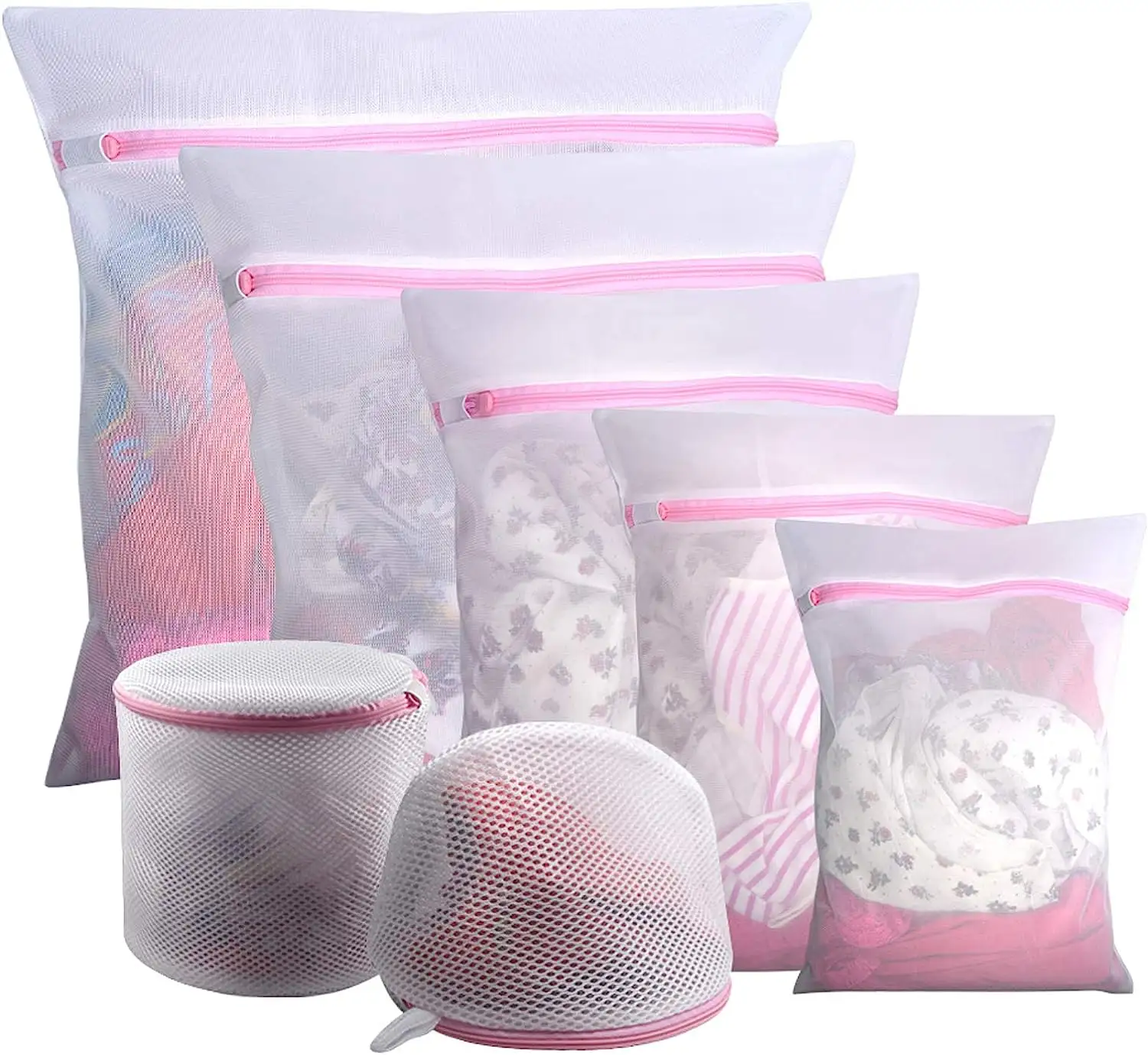 7Pcs Mesh Laundry Bags for Dlicates with Premium Zipper, Travel Storage Organize Bag, Clothing Washing Bags