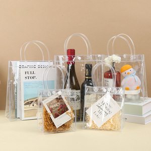 Bolsa con asa de varios tamaños elegante impresa con logotipo personalizado bolsa transparente de PVC para regalo de cumpleaños fiesta de boda duradera - Product Image 4