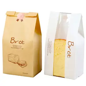 Saco de pão longo estampado personalizado GD Mold 2024 saco de pão de padaria com janela para pão de padaria francesa papel kraft marrom baguette