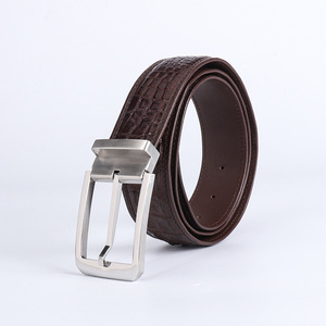 Cintura <span class=keywords><strong>in</strong></span> Pelle di Coccodrillo Siamese all'Ingrosso con Fibbia Liscia <span class=keywords><strong>in</strong></span> Osso, per Uomini Giovani e di Mezza Età - Product Image 5