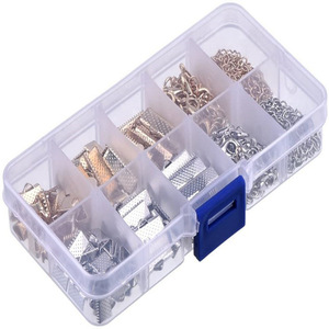 Kit de accesorios para joyería con cierres de cola de caballo, cierres de langosta, anillos abiertos y cadenas de extensión para la fabricación de pulseras, chapados en plata y oro. - Product Image 5