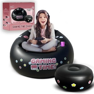 Inflatable <b>Gaming</b> <b>Chair</b> One Seat Round PVC <b>Bean</b> <b>Bag</b> With Cup Holder For Kids And Gamers - Product Image 4
