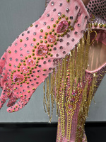 Combinaisons en diamant pour femmes, combinaison sexy en strass pour femmes, thème rose pour soirée