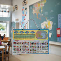 Autocollants magnétiques souples en PVC pour réfrigérateur, imperméables, à thème de dessin animé, pour l'apprentissage des enfants, avec puzzle du monde à sublimation de carte bleue