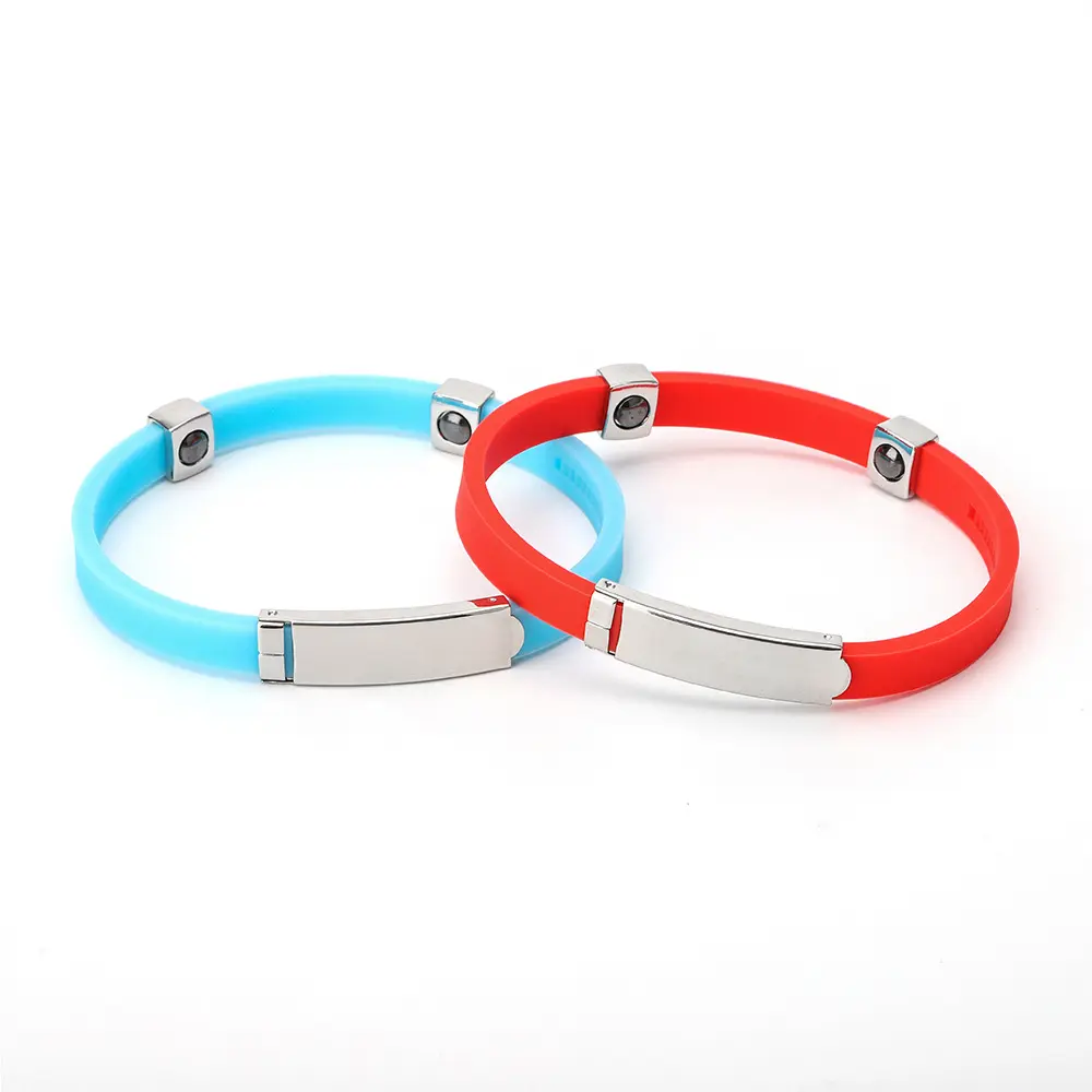 New Design Anti-Static Steel Buckle Magnetic Therapy Sport Bracelets Men Women Negative Ions Energy Balance Silicone Bracelet