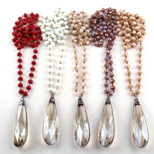 Femmes Collier Ethnique Bijoux Mode Bohème Tribal Cristal Verre Chapelet Chaîne Longue En Cristal Charme Pendentif Collier - Product Image 1