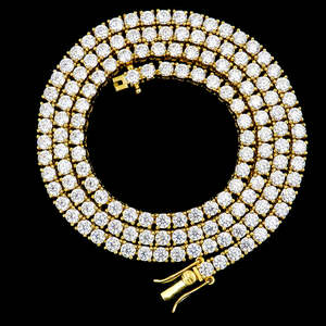 Xingyue - Joyería Fina al por Mayor, Cadena de Collar de Tenis con Diamantes de Moissanita VVS de 3 mm, Chapada en Oro sobre Plata 925, para Hombre - Product Image 2