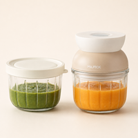 Robot culinaire pour bébé, mini, petit, électrique, pour purée et hachage, 2 bols en verre de 300 ml, ensemble tout-en-un pour la préparation de la nourriture pour bébé