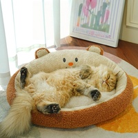 Lit pour animaux de compagnie rond de style classique, écologique, lavable en machine, toutes saisons, nid douillet pour chat, niche, coussin chaud pour un sommeil profond