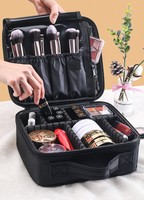 Voyage Maquillage Train Cas Grand Cosmétique Cas Professionnel Portable Maquillage Brosse Titulaire Organisateur et Stockage (Noir Taille L)